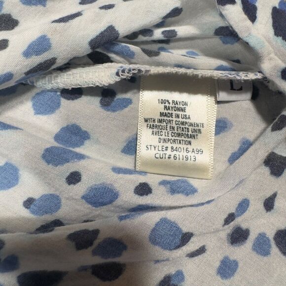 Cloth & Stone Anthropology Blue Leopard Tie Front Button Blouse Top Shirt Large - Picture 5 of 8